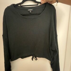 Express Black Long Sleeve Ribbed Top